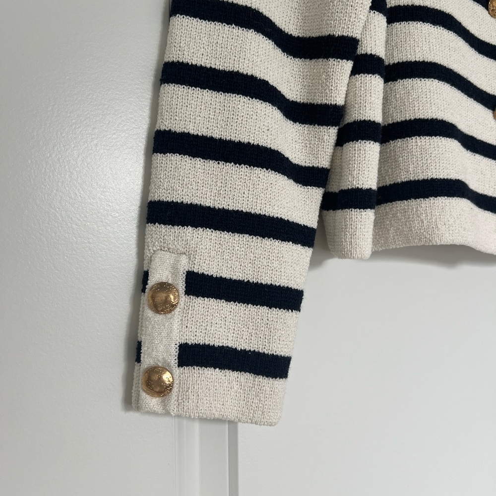 H&M Navy and White Striped Cardigan - Picture 2 of 4